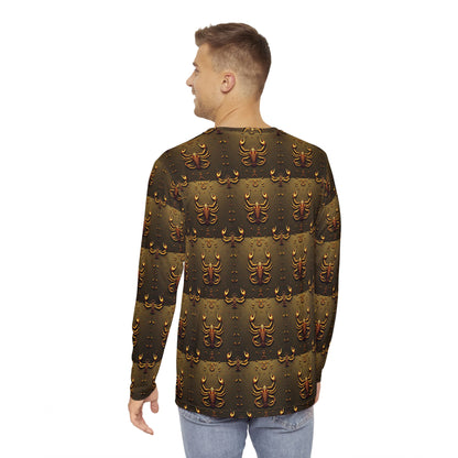 Men's Long Sleeve Shirt, (AOP), Scorpio, Zodiac v1, Pattern