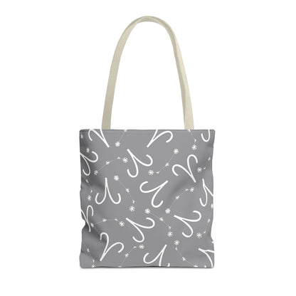 Tote Bag, Aries Zodiac Sign, AOP, (Grey, White)