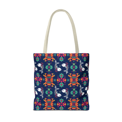 Tote Bag (AOP), Pisces, Zodiac, Flower Pattern