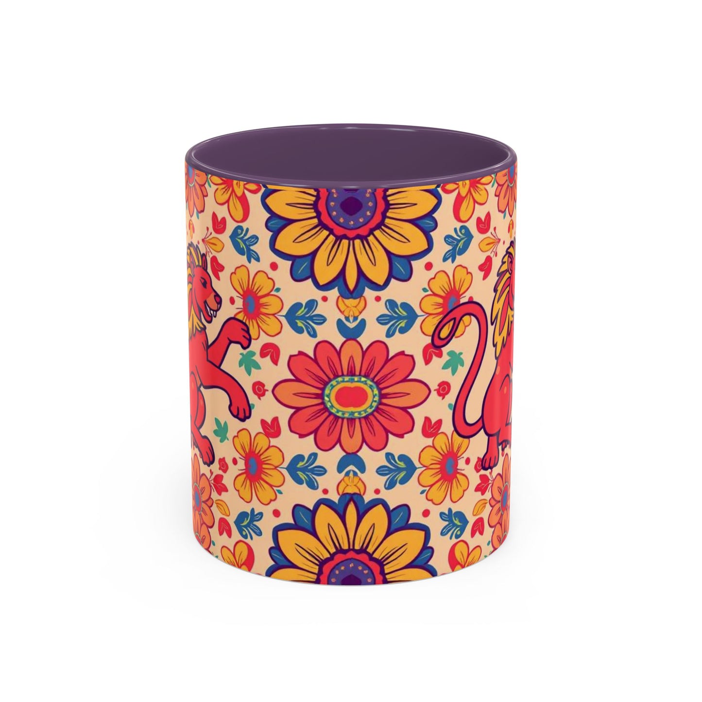 Accent Coffee Mug, Leo, Zodiac, Flower Pattern, (11, 15oz)