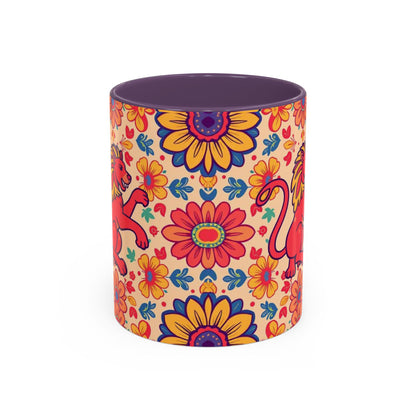 Accent Coffee Mug, Leo, Zodiac, Flower Pattern, (11, 15oz)