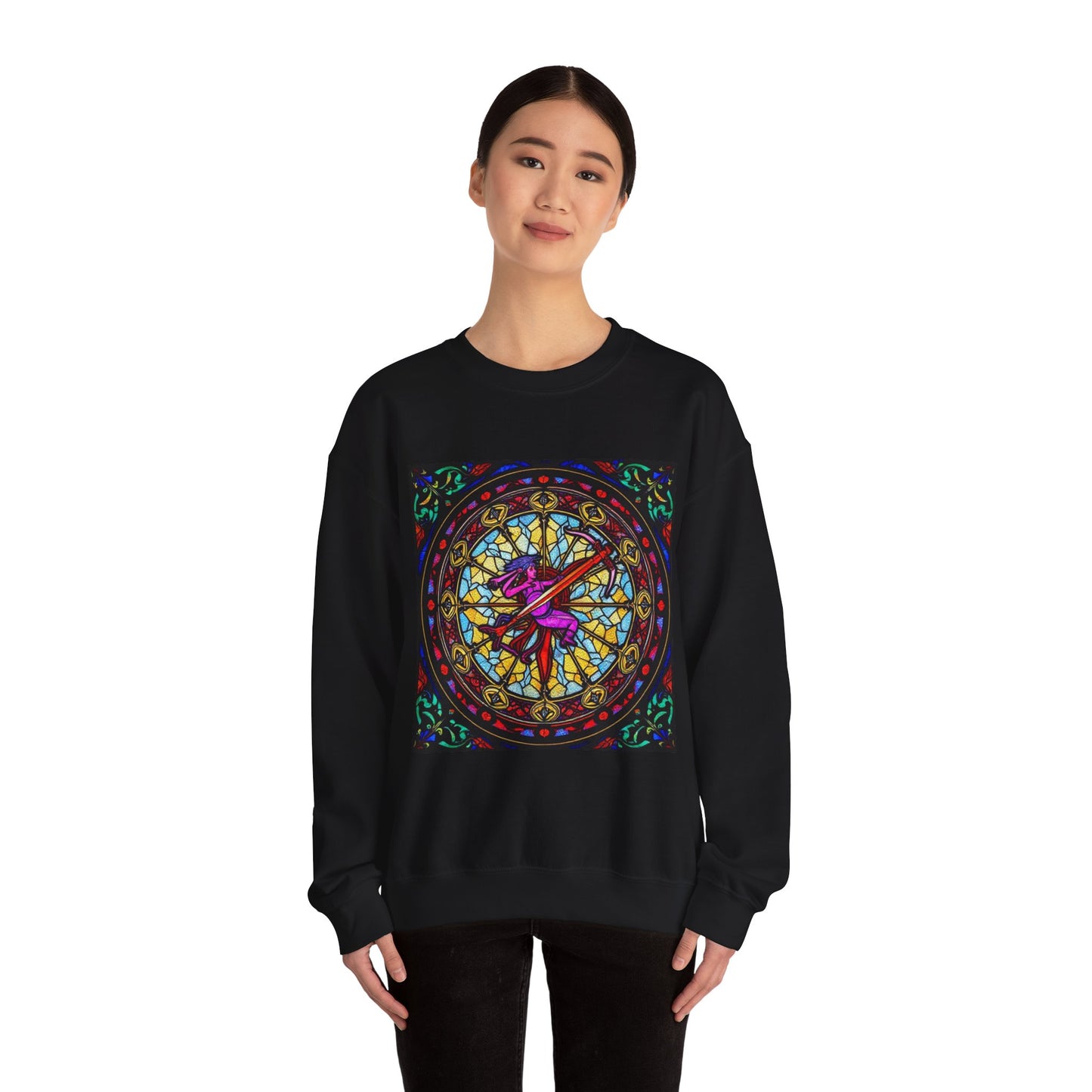 Unisex Heavy Blend™ Crewneck Sweatshirt, Glass 1, Sagittarius Zodiac Design