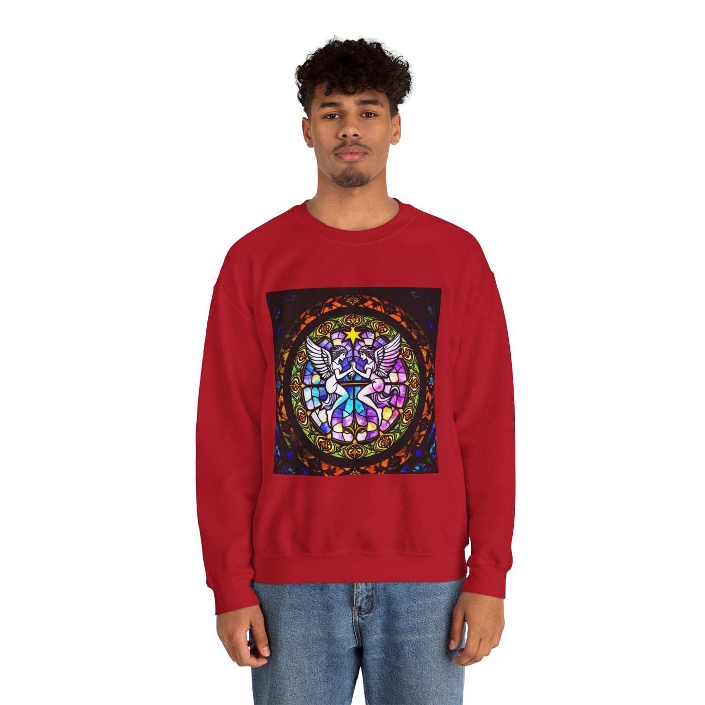 Unisex Heavy Blend™ Crewneck Sweatshirt, Glass 1, Gemini Zodiac Design