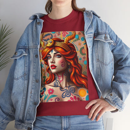 Unisex Heavy Cotton T-Shirt, Virgo, Zodiac v1, Sexy Art