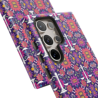 Tough Cases, Libra, Zodiac v4, Flower Pattern