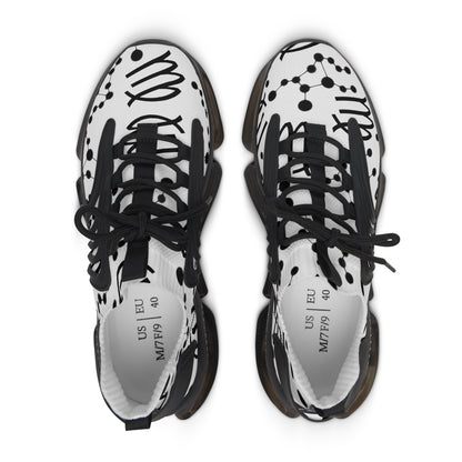 Women's Mesh Sneakers, Constellation & Symbol, Virgo Zodiac Sign, AOP
