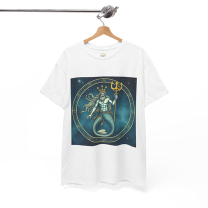 Unisex Heavy Cotton T-Shirt, Aquarius God 6v, Zodiac Design