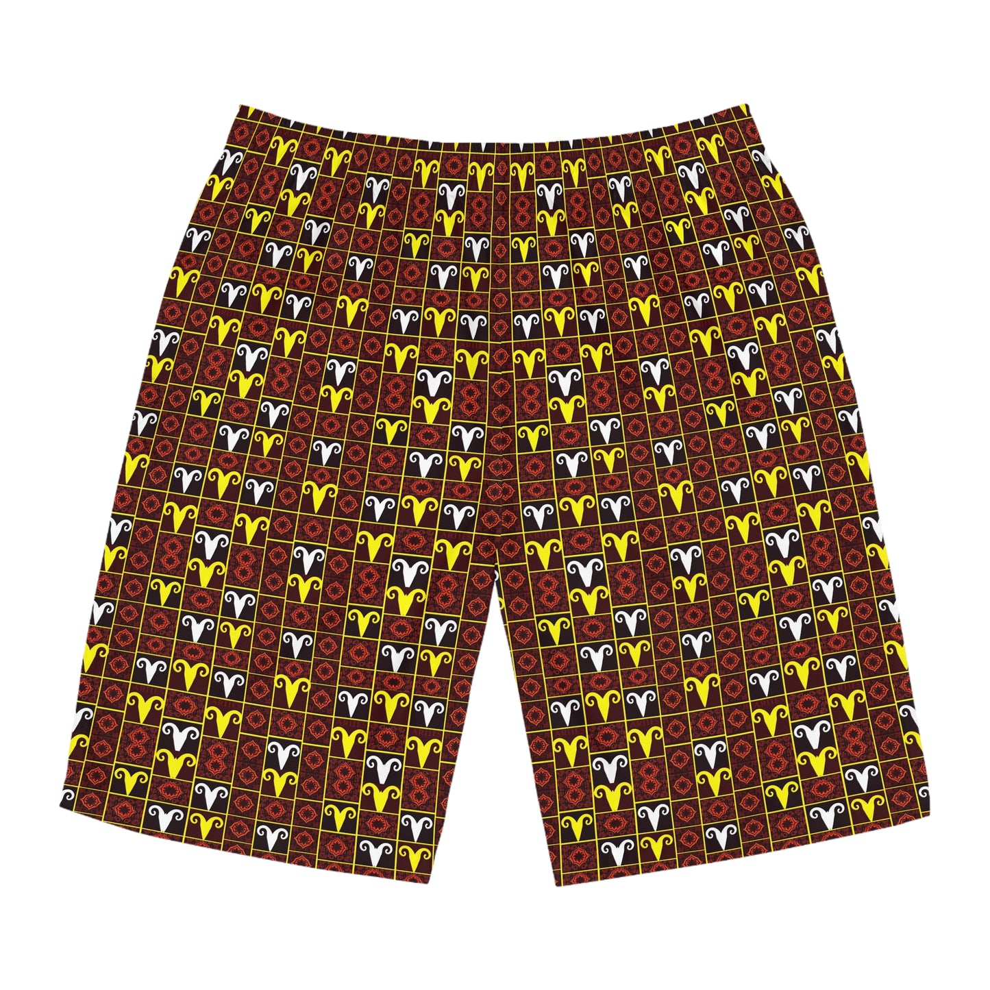 Men's Board Shorts, (AOP), Aries, Zodiac, Shape Pattern