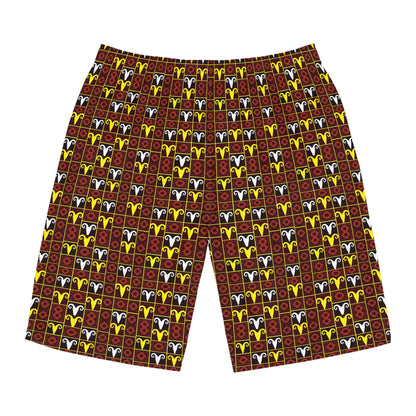Men's Board Shorts, (AOP), Aries, Zodiac, Shape Pattern