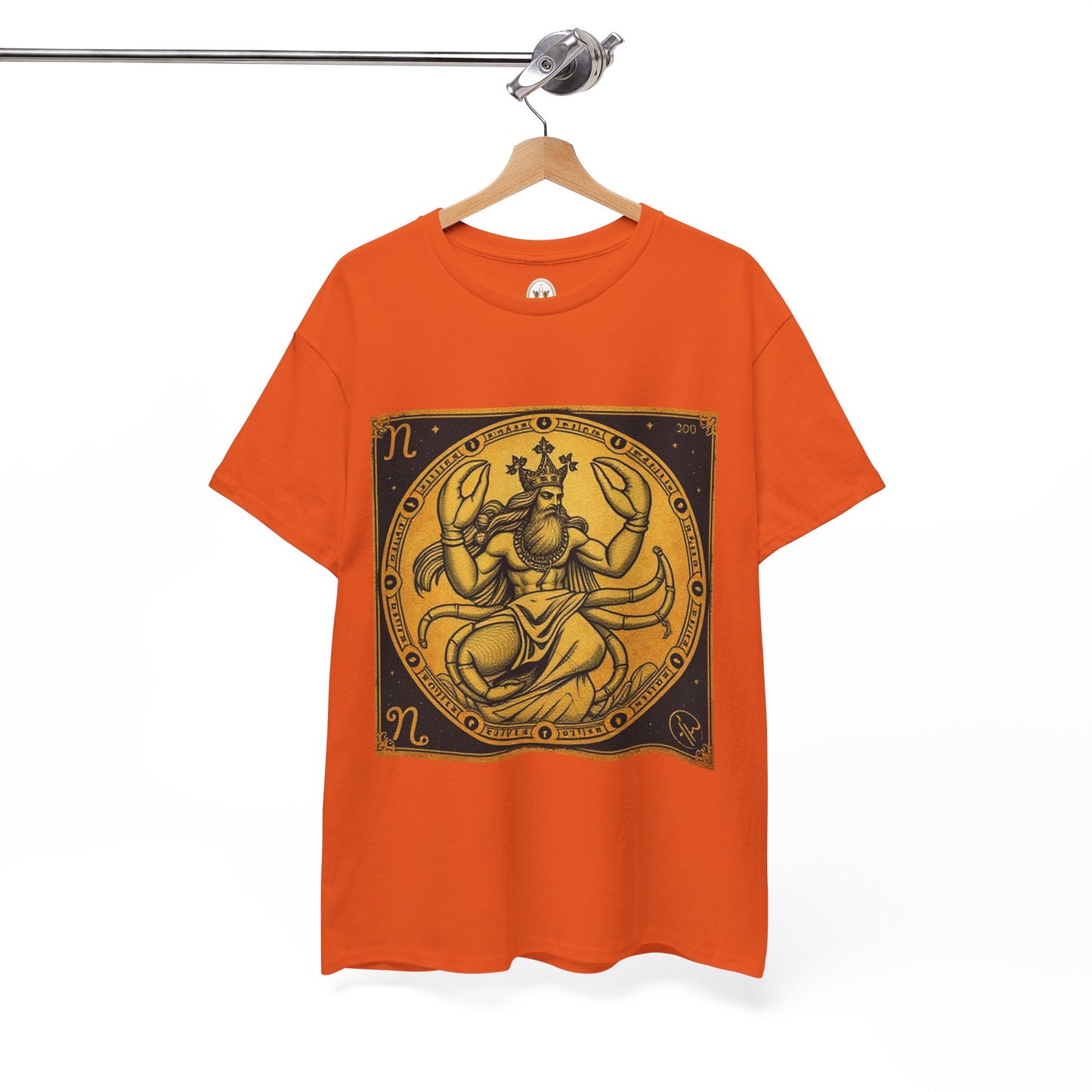 Unisex Heavy Cotton T-Shirt, Crab King v1, Cancer Zodiac Design