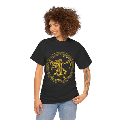 Unisex Heavy Cotton T-Shirt, Mythical Faun/Satyr, Sagittarius Zodiac Design
