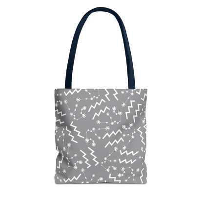 Tote Bag, Aquarius Zodiac Sign, AOP, (Grey, White)