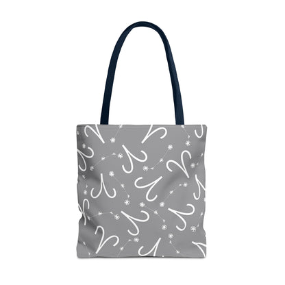 Tote Bag, Aries Zodiac Sign, AOP, (Grey, White)