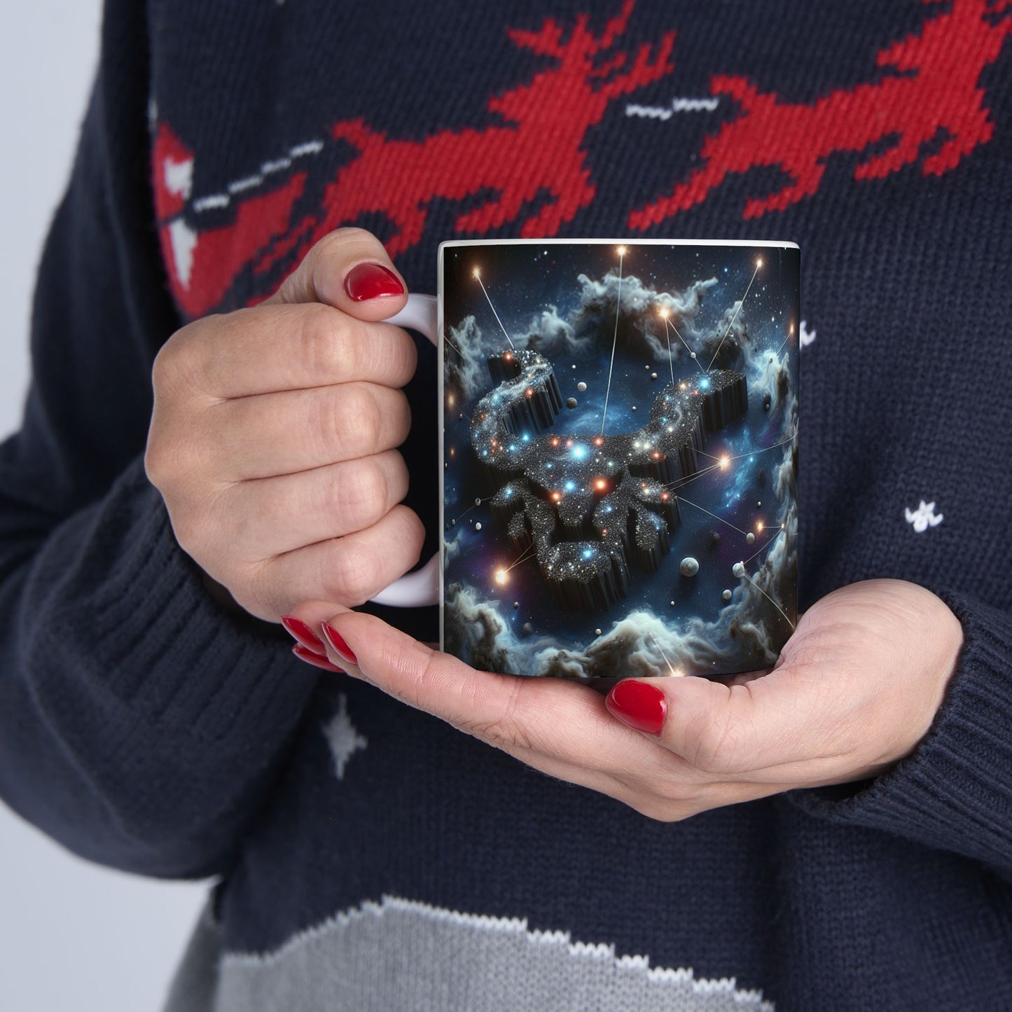 Ceramic Mug, (11oz, 15oz), Ceramic Coffee Mug, Space Bull, Smokey, Taurus Zodiac Design