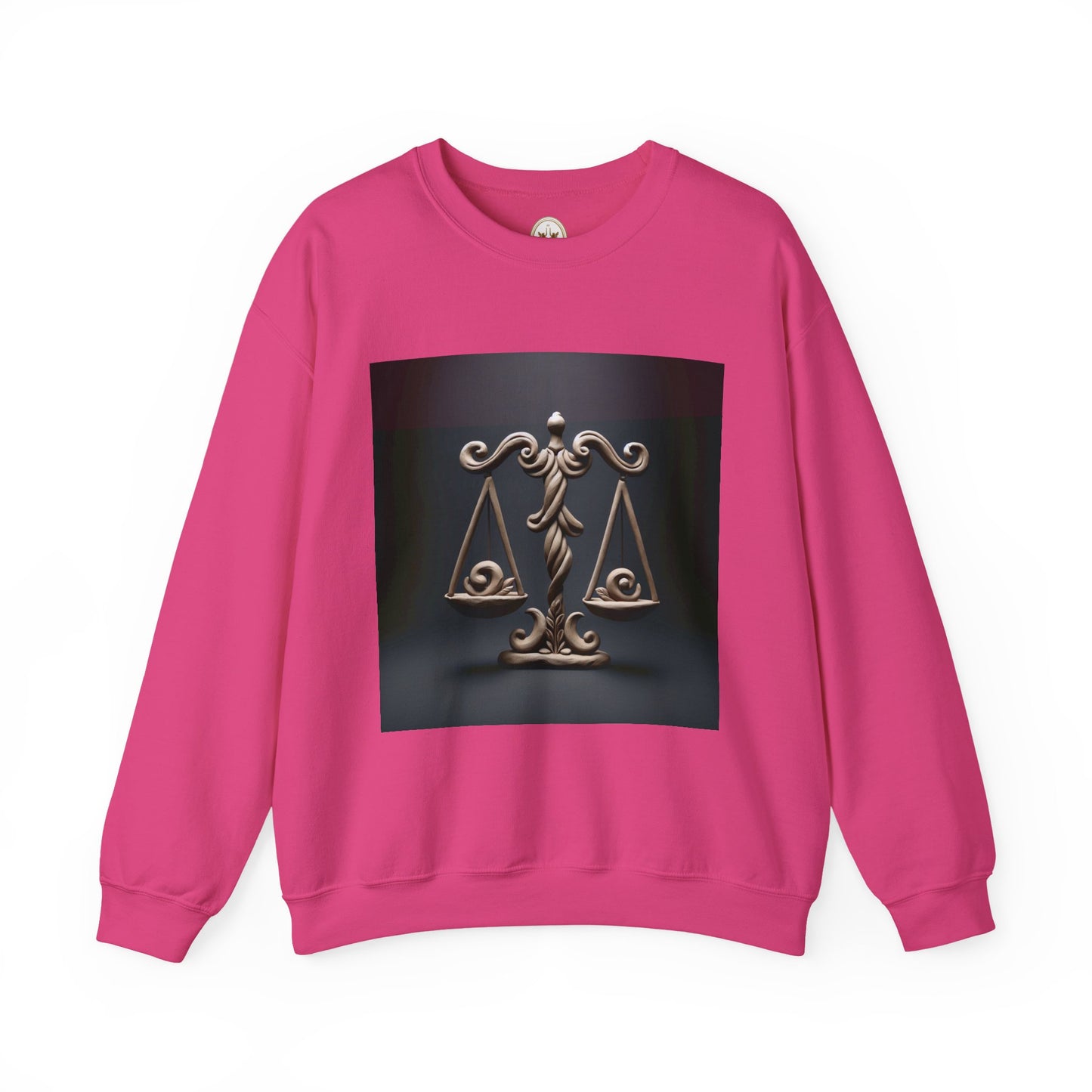 Unisex Heavy Blend™ Crewneck Sweatshirt, Brown Scale, Libra Zodiac Design
