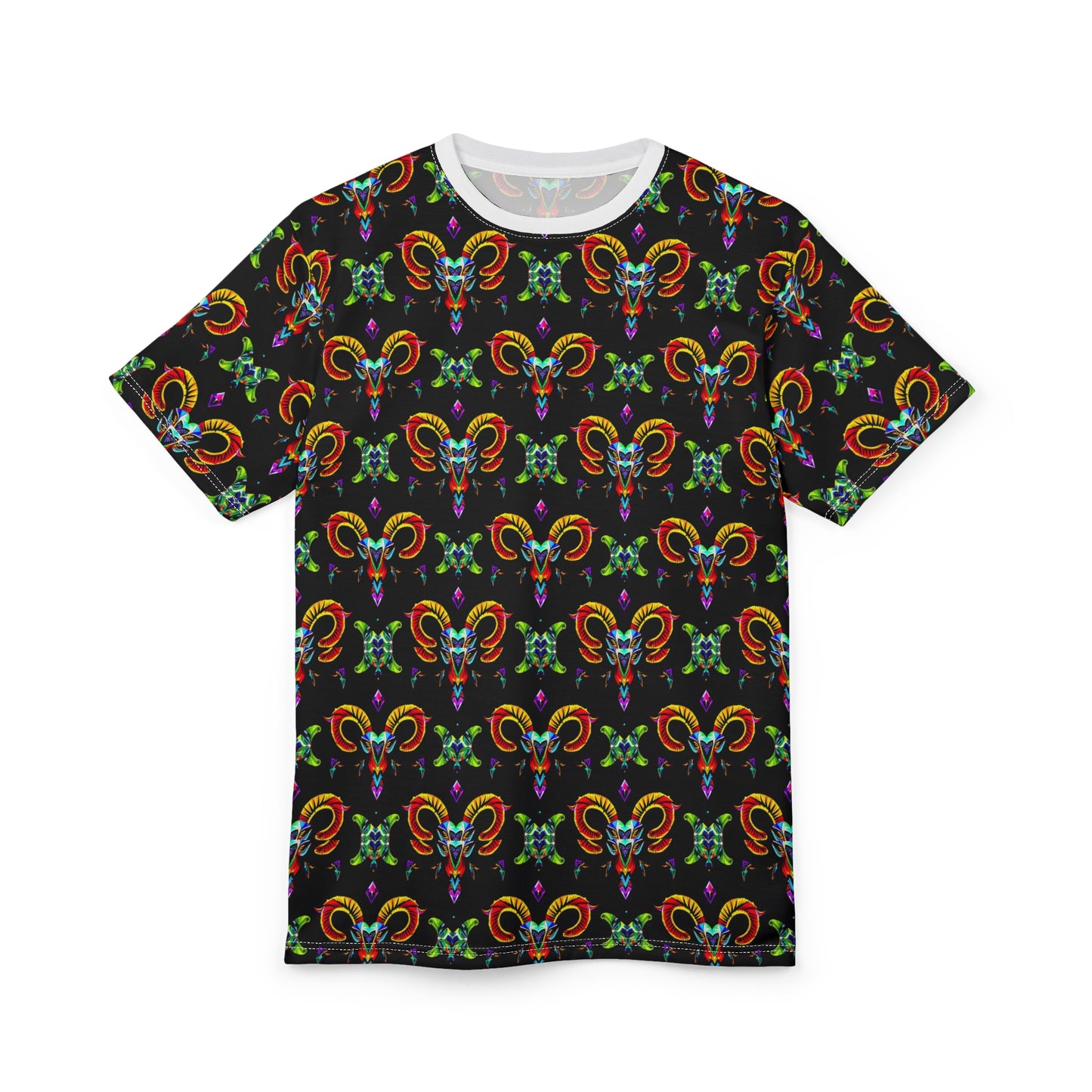 Unisex Cut & Sew T-Shirt, (AOP), Aries, Zodiac, Jewels Pattern