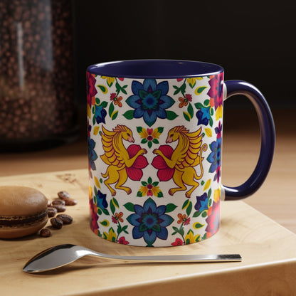 Accent Coffee Mug, Gemini, Zodiac, Flower Pattern, (11, 15oz)