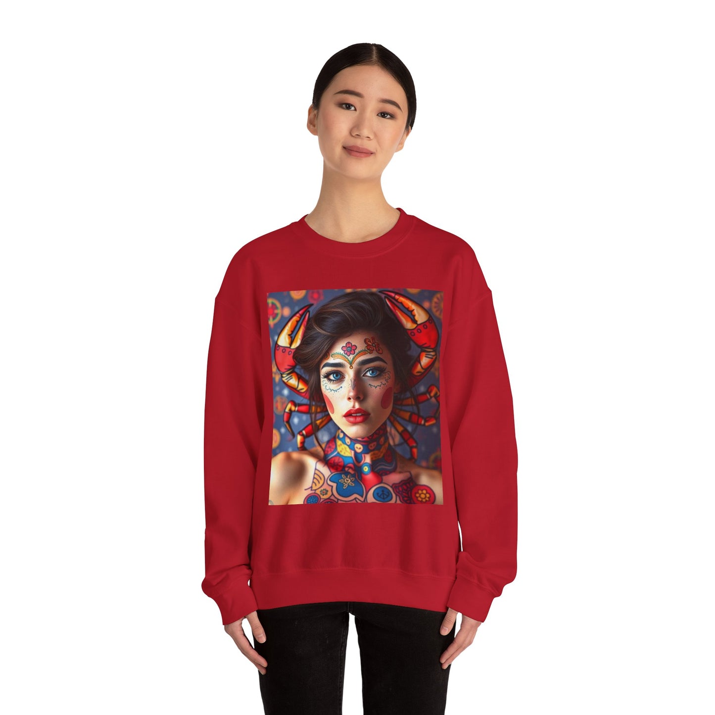 Unisex Heavy Blend™ Crewneck Sweatshirt, Cancer, Zodiac v2, Sexy Pattern