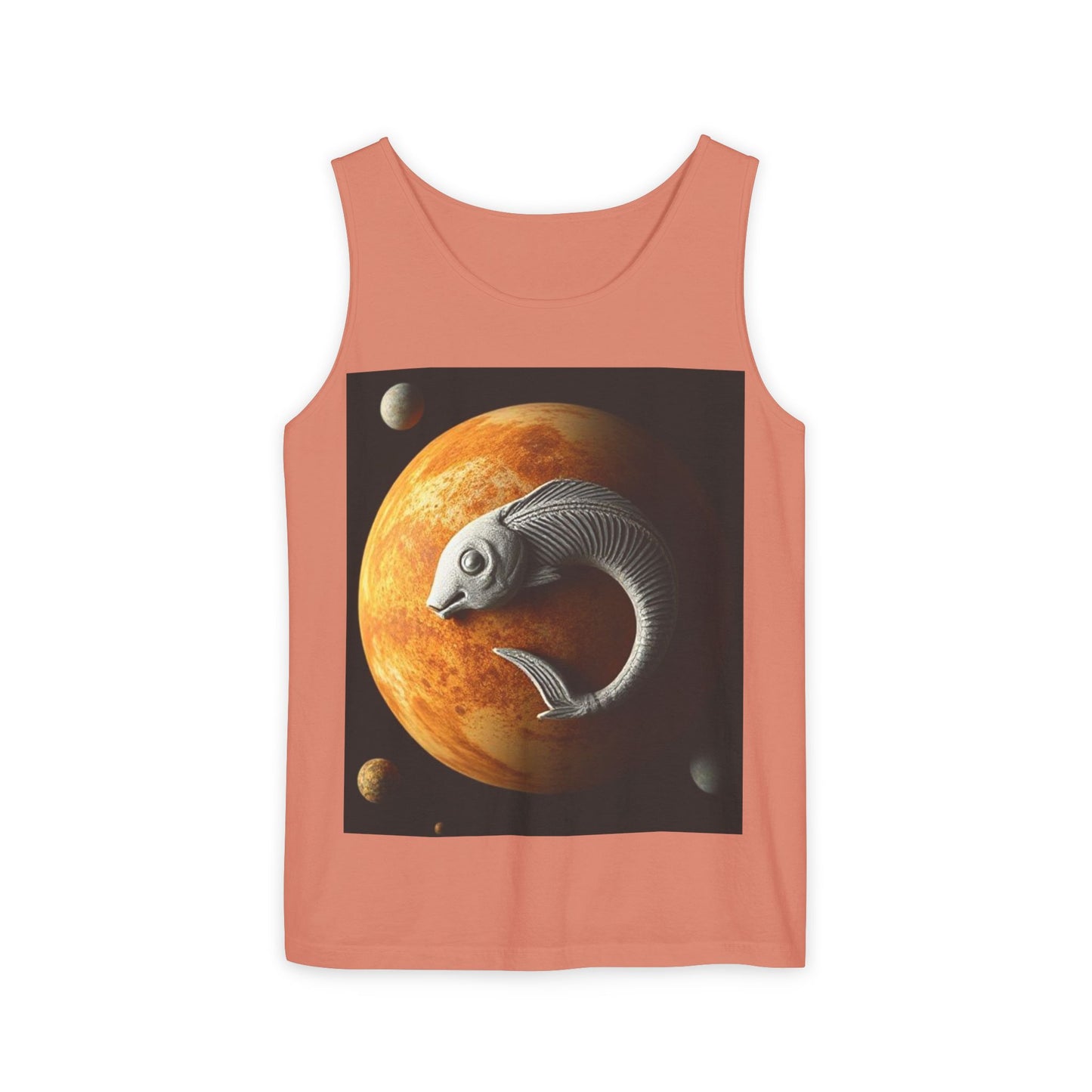 Unisex Garment-Dyed, Tank Top, Pisces Design, Space Animal, 100% US cotton