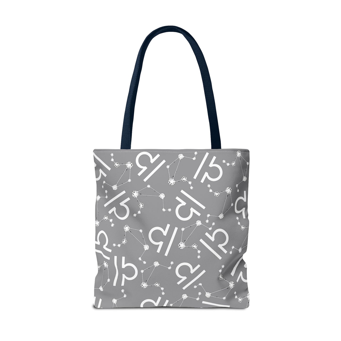 Tote Bag, Libra Zodiac Sign, AOP, (Grey, White)