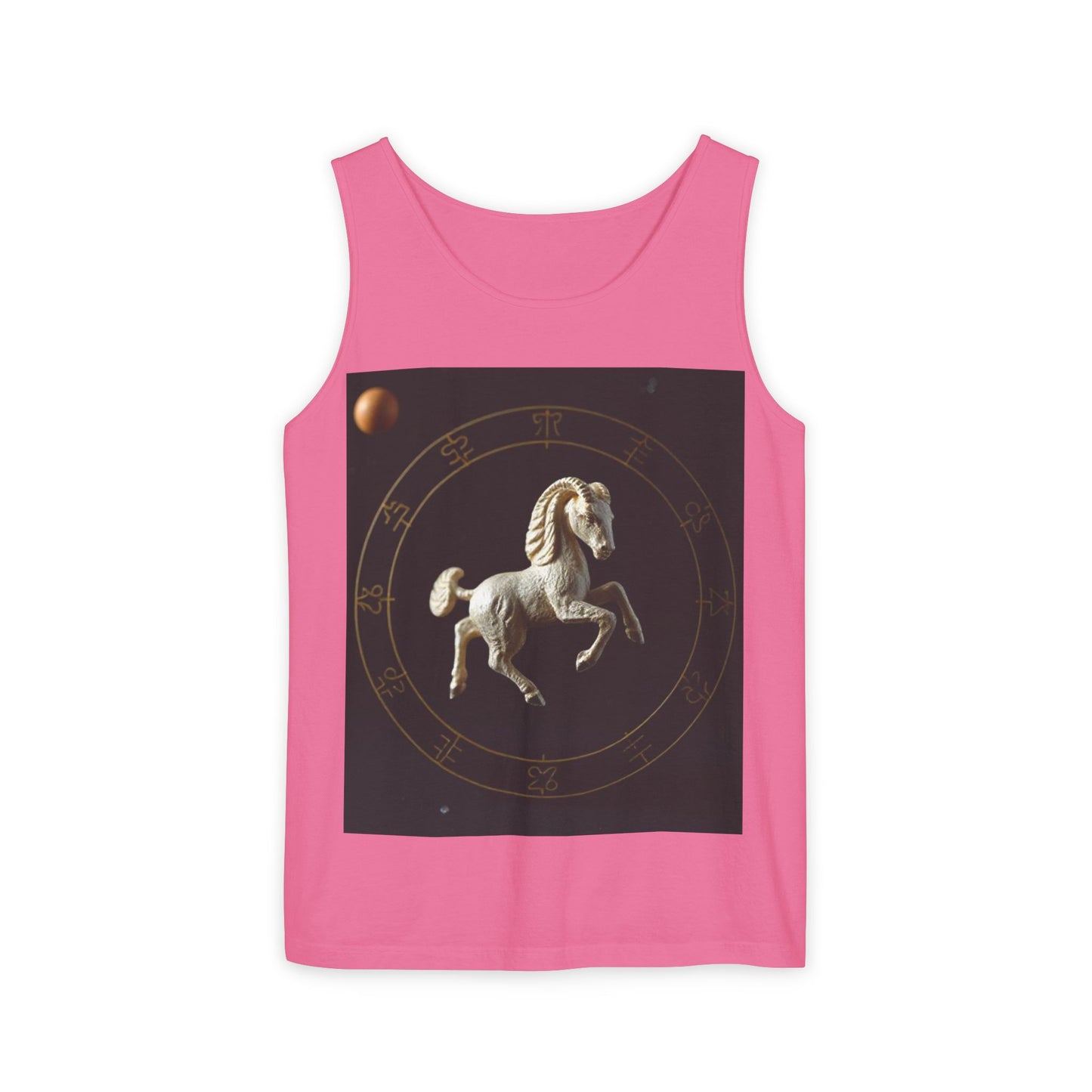 Unisex Garment-Dyed, Tank Top, Capricorn Design, Space Animal, 100% US cotton