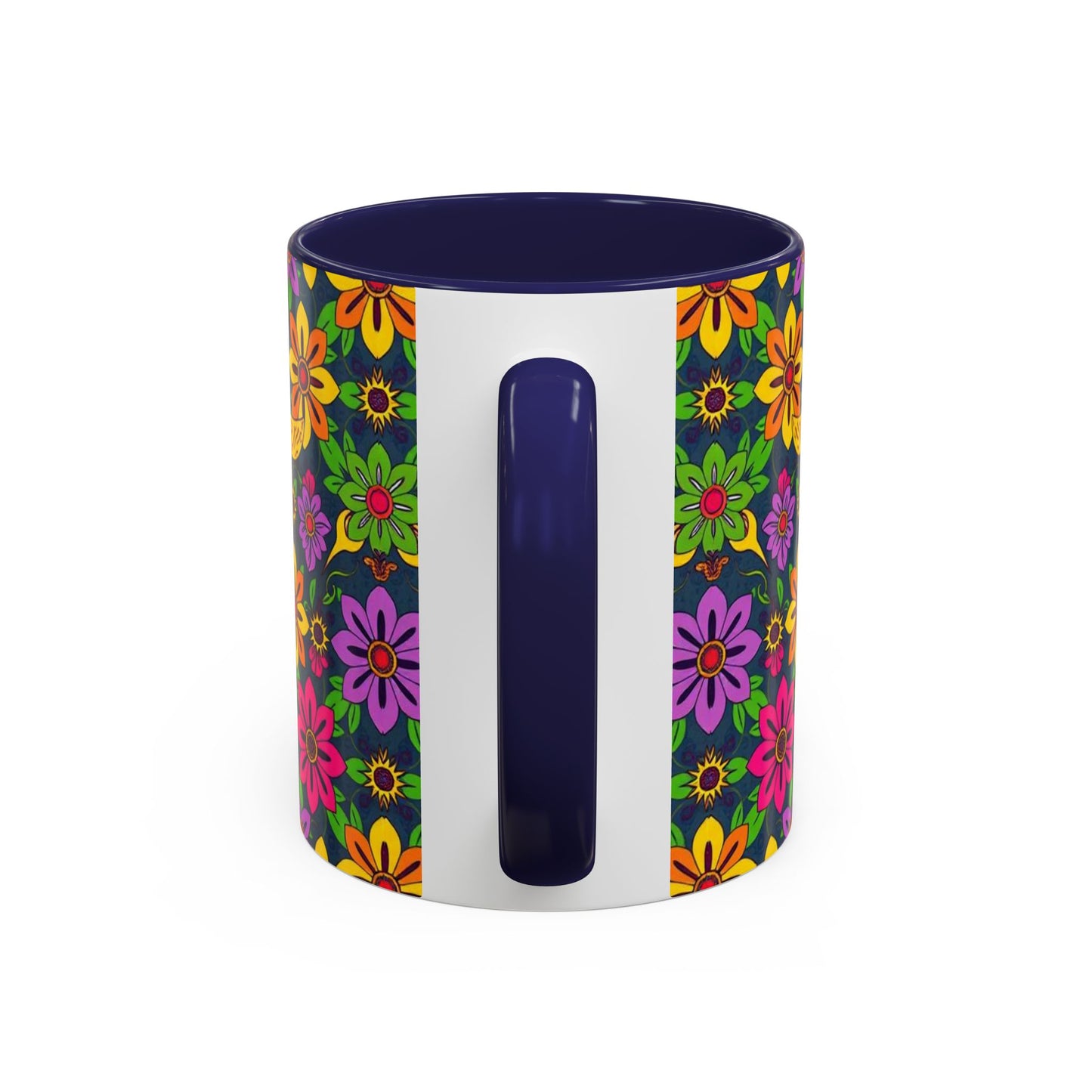 Accent Coffee Mug, Gemini, Zodiac v3, Flower Pattern, (11, 15oz)