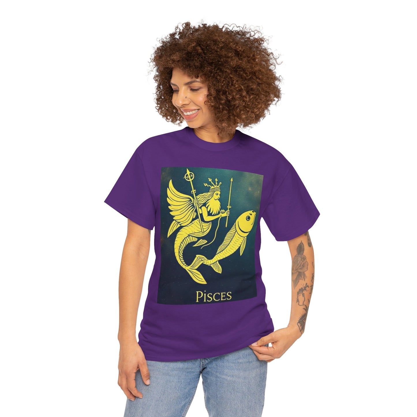 Unisex Heavy Cotton T-Shirt, Pisces Queen, Zodiac Design