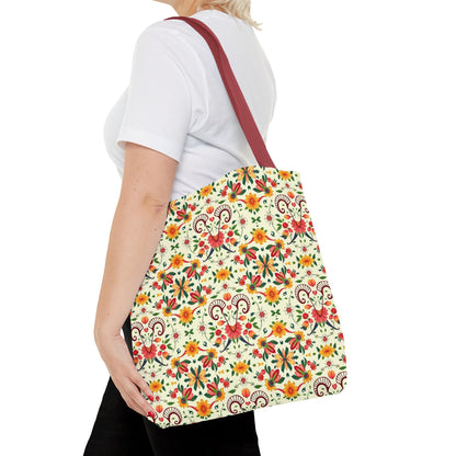 Tote Bag (AOP), Aries, Zodiac v2, Flower Pattern