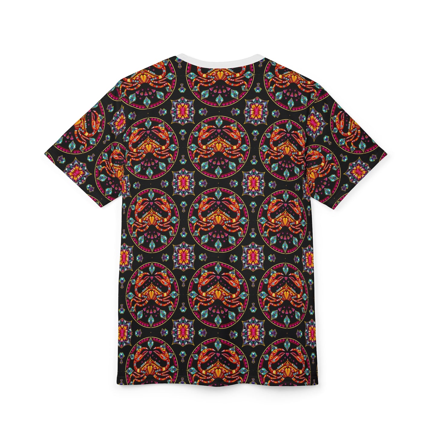 Unisex Cut & Sew T-Shirt, (AOP), Cancer, Zodiac v1, Jewels Pattern