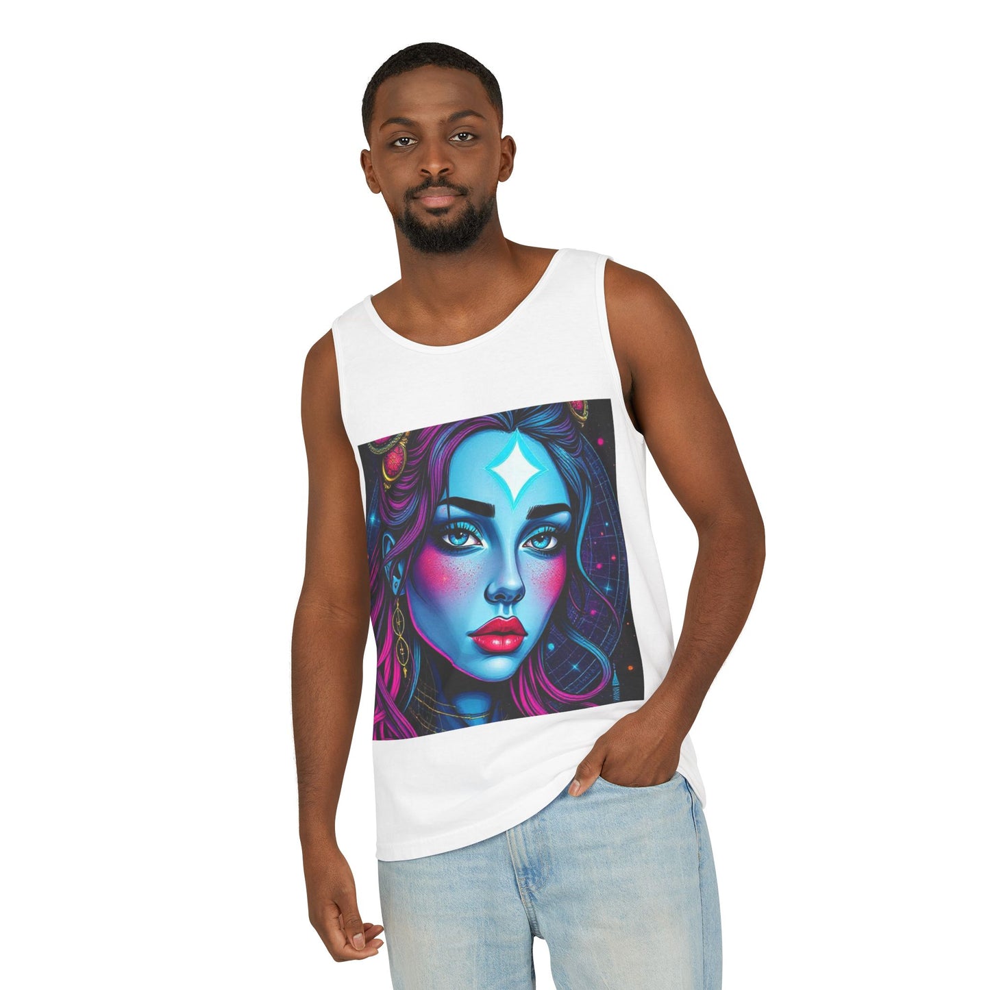 Unisex Garment-Dyed, Tank Top, Gemini, Pop Art, 100% US cotton