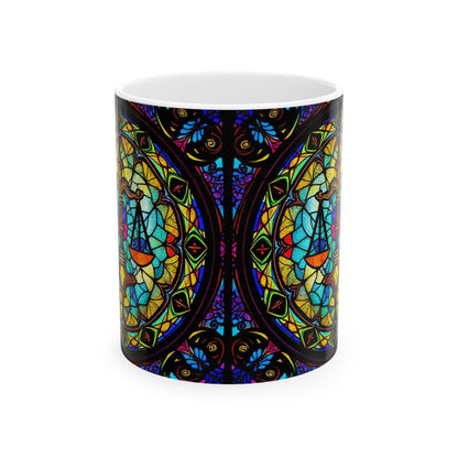 Ceramic Mug, (11oz, 15oz), Ceramic Coffee Mug, AOP, Glass Design v1, Libra Zodiac