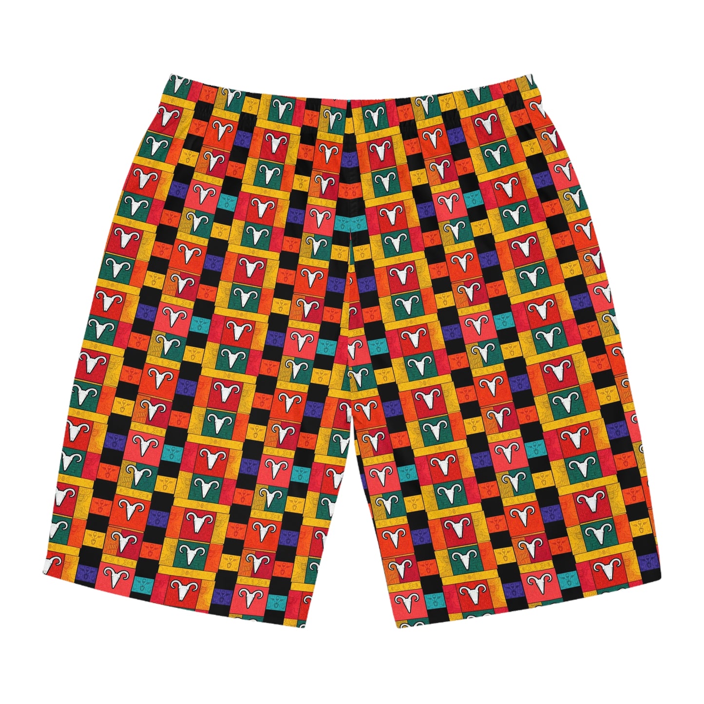 Men's Board Shorts, (AOP), Aries, Zodiac v1, Shape Pattern