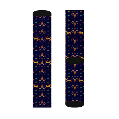 Sublimation Socks, Aries, Zodiac, Jewel Pattern