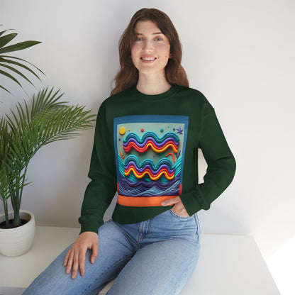 Unisex Heavy Blend™ Crewneck Sweatshirt, Water Painting, Aquarius Zodiac Design