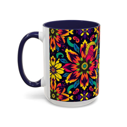 Accent Coffee Mug, Capricorn, Zodiac v4, Flower Pattern, (11, 15oz)