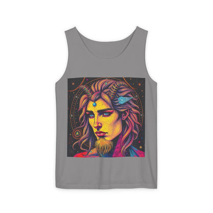 Unisex Garment-Dyed, Tank Top, Aquarius Design, Pop Art v1, 100% Ringspun US cotton