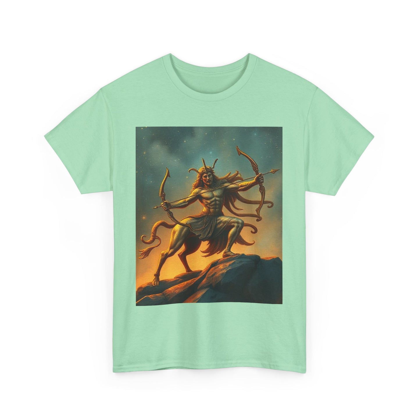 Unisex Heavy Cotton T-Shirt, Arrow Centaur v1, Sagittarius Zodiac Design