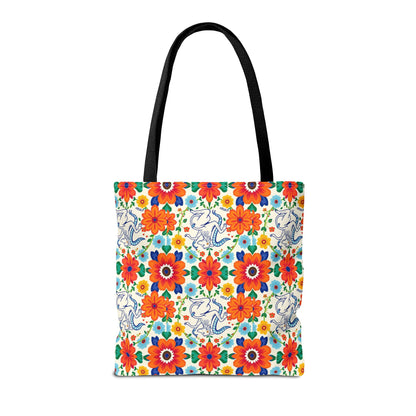 Tote Bag (AOP), Virgo, Zodiac v1, Flower Pattern