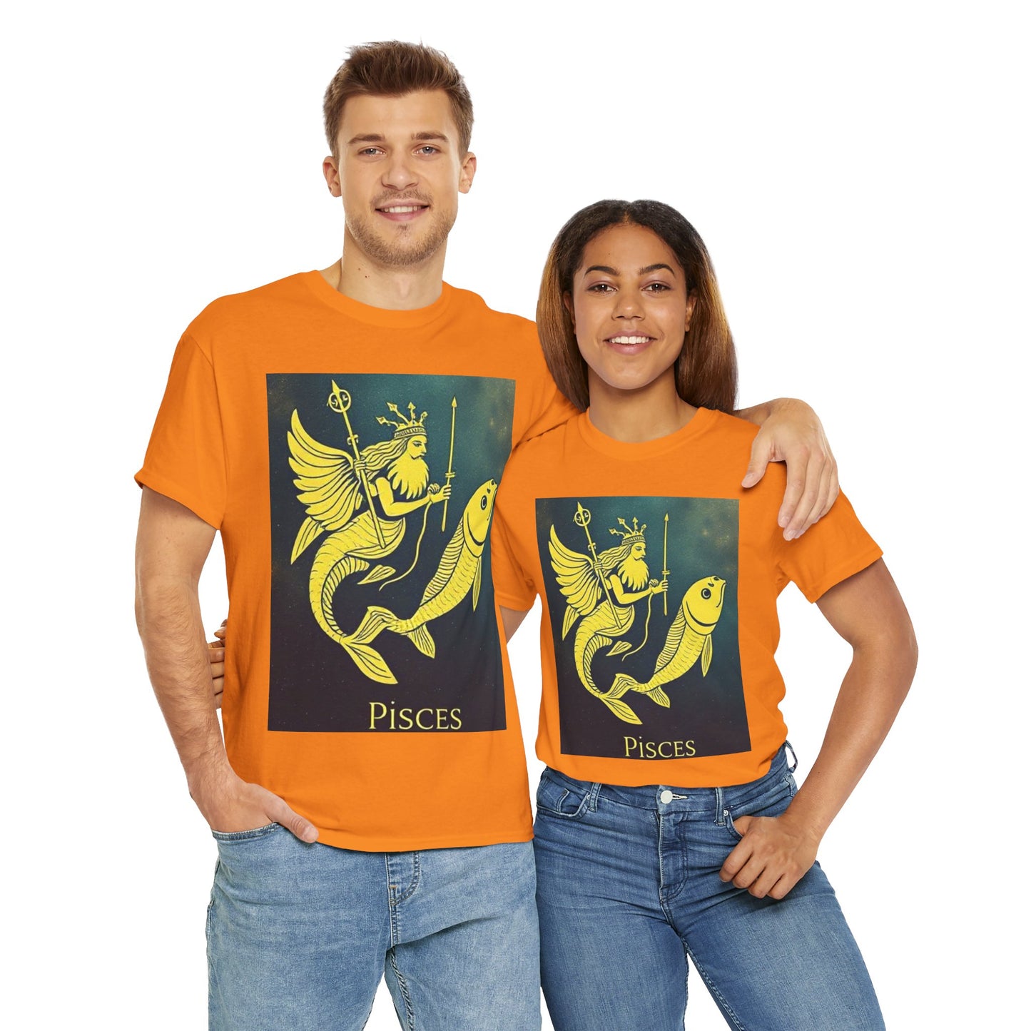 Unisex Heavy Cotton T-Shirt, Pisces Quuen v1, Zodiac Design