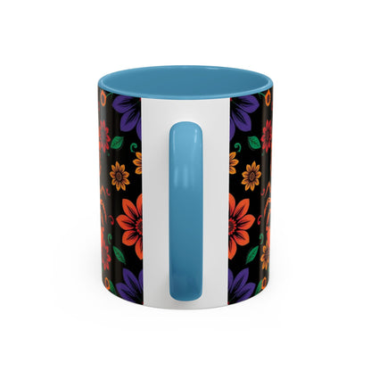 Accent Coffee Mug, Scorpio, Zodiac. Flower Pattern, (11, 15oz)