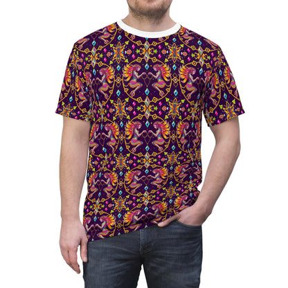 Unisex Cut & Sew T-Shirt, (AOP), Gemini, Zodiac v2, Jewels Pattern