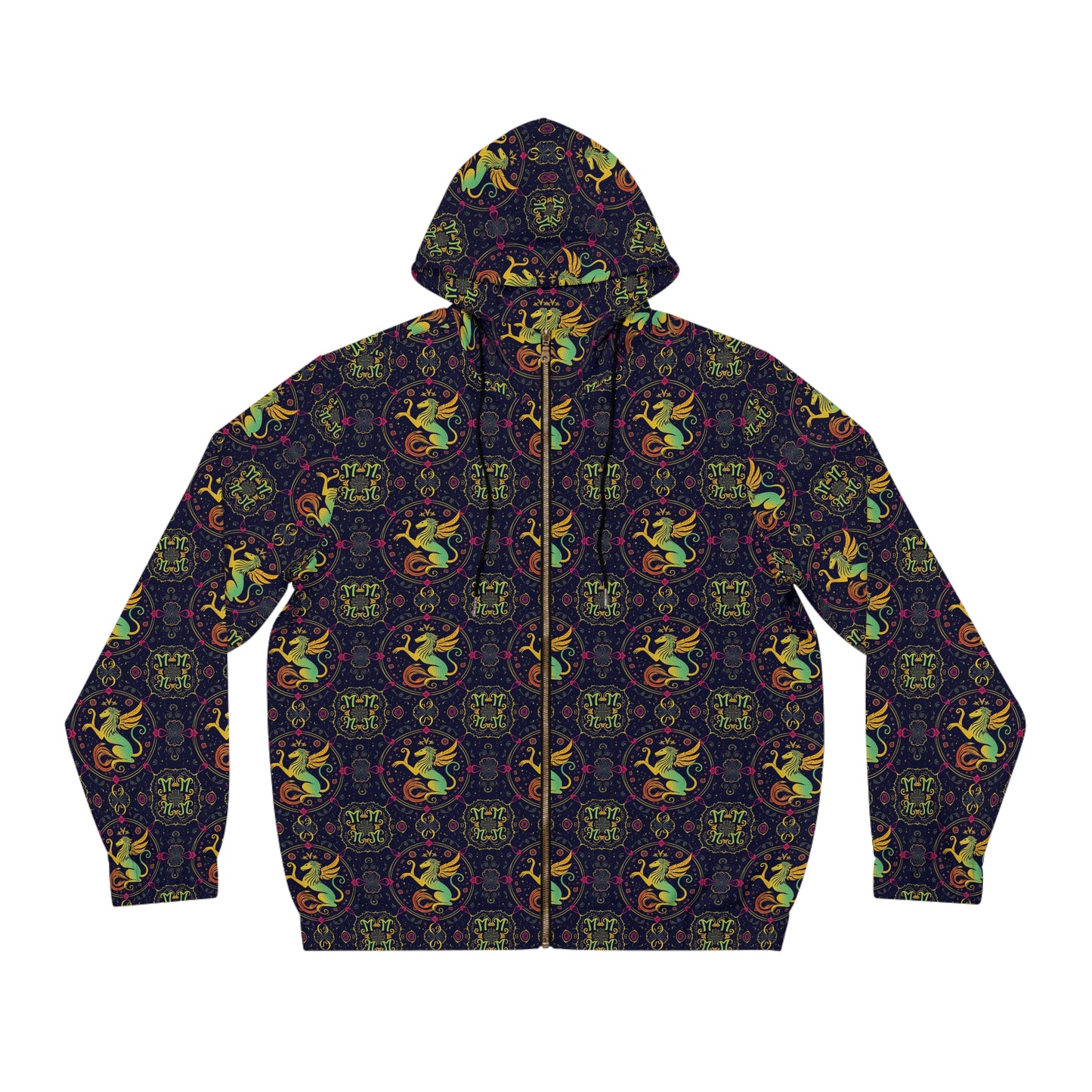 Full-Zip Hoodie (AOP), Virgo, Zodiac v4, Pattern