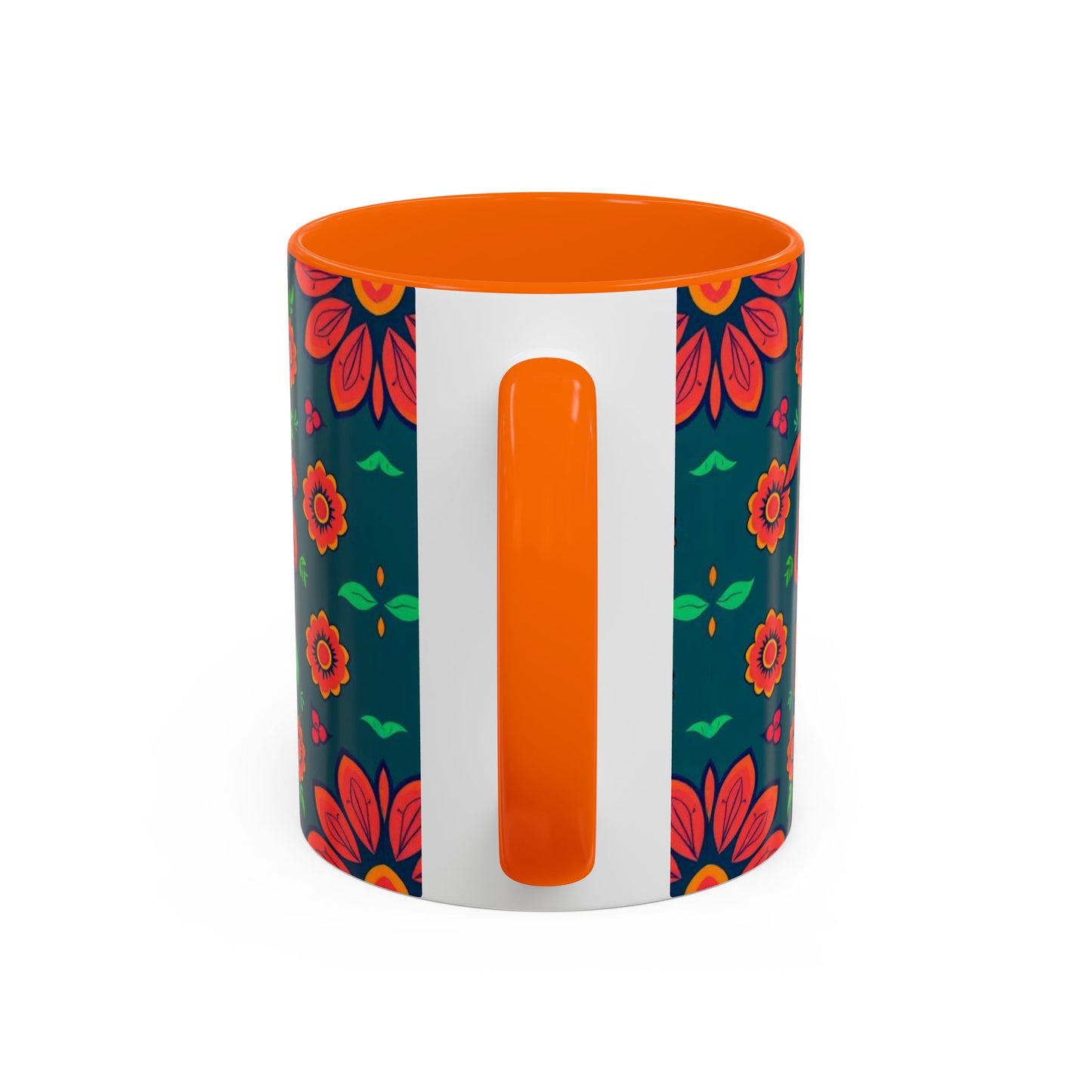 Accent Coffee Mug, Leo, Zodiac v1, Flower Pattern, (11, 15oz)