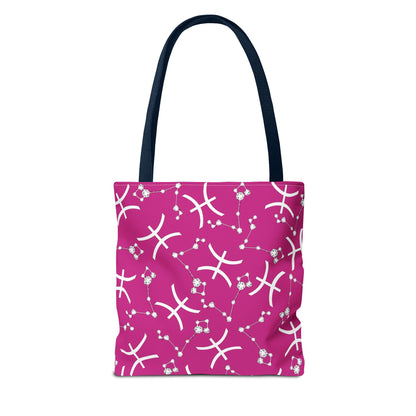 Tote Bag, Pisces Zodiac Sign, AOP, (Pink, White)