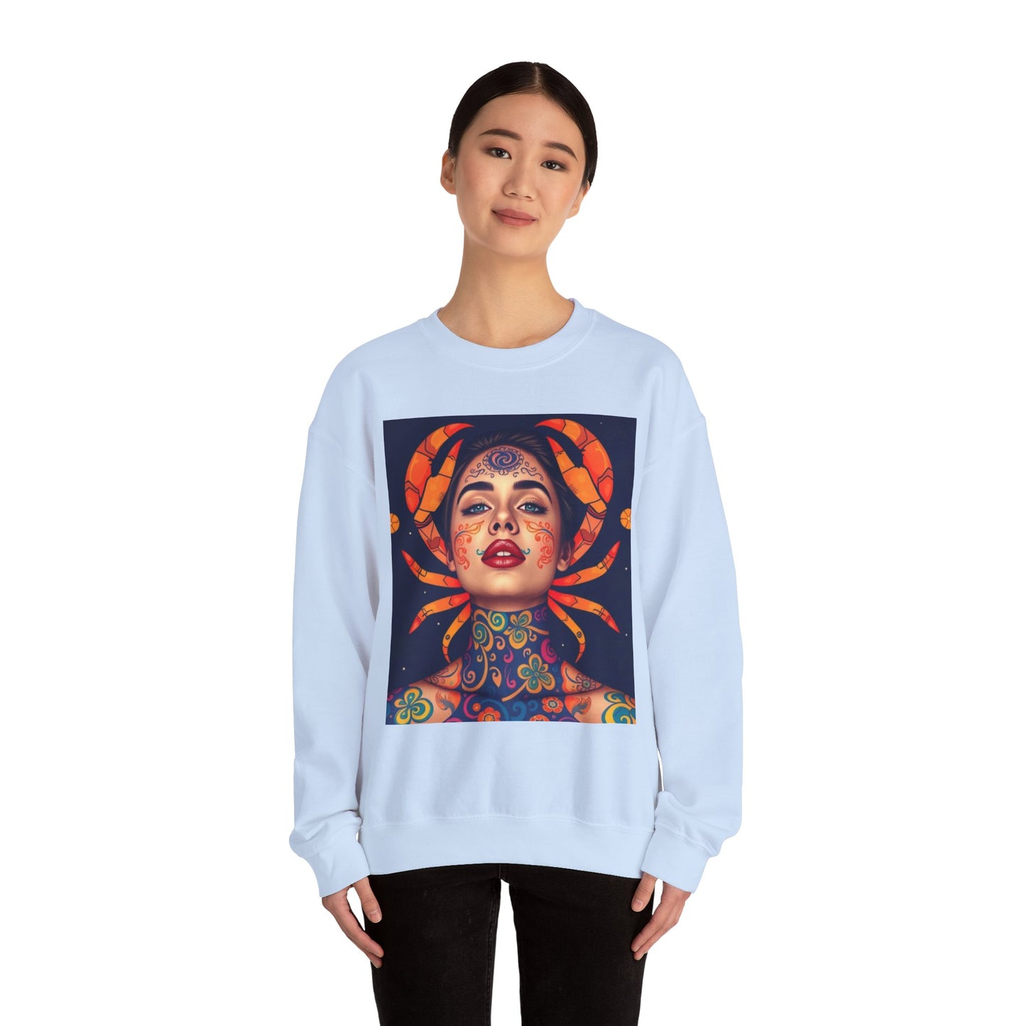 Unisex Heavy Blend™ Crewneck Sweatshirt, Cancer, Zodiac v1, Sexy Pattern