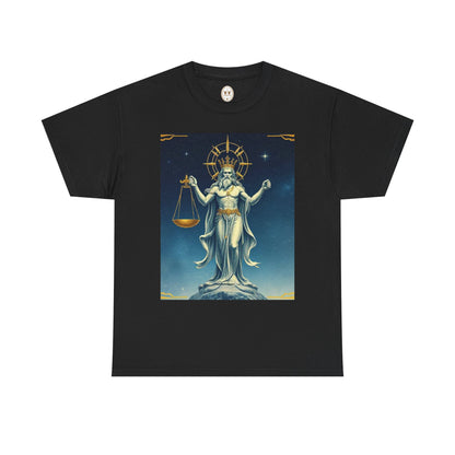 Unisex Heavy Cotton T-Shirt Space v2, Libra God, Zodiac Design