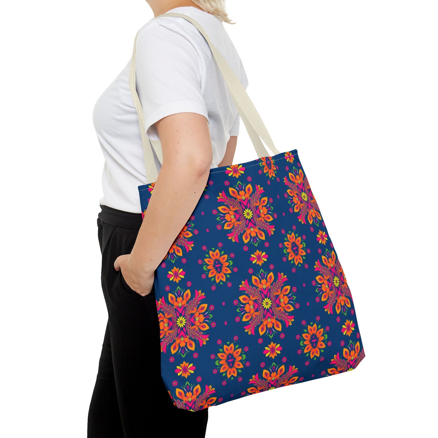 Tote Bag (AOP), Gemini, Zodiac v2, Flower Pattern