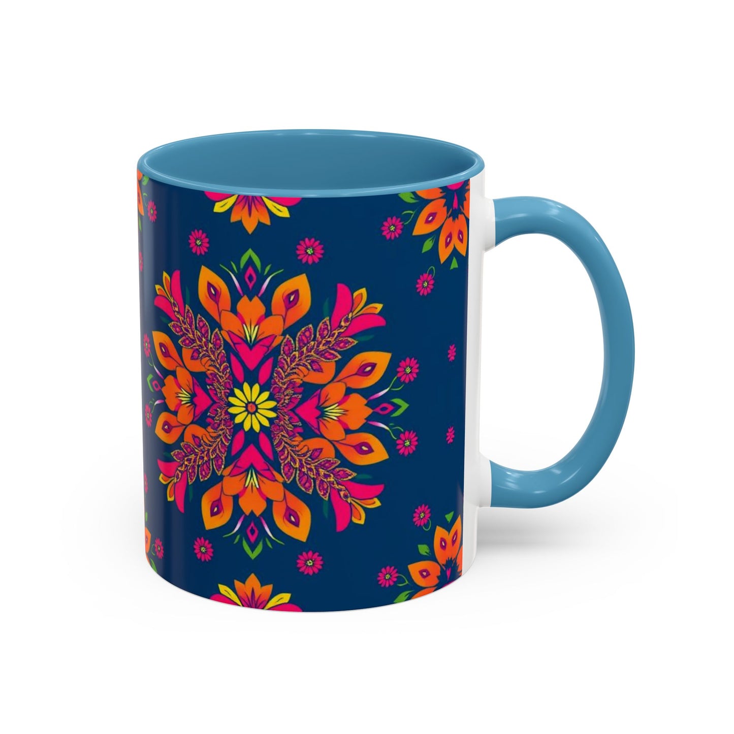 Accent Coffee Mug, Gemini, Zodiac v2, Flower Pattern, (11, 15oz)