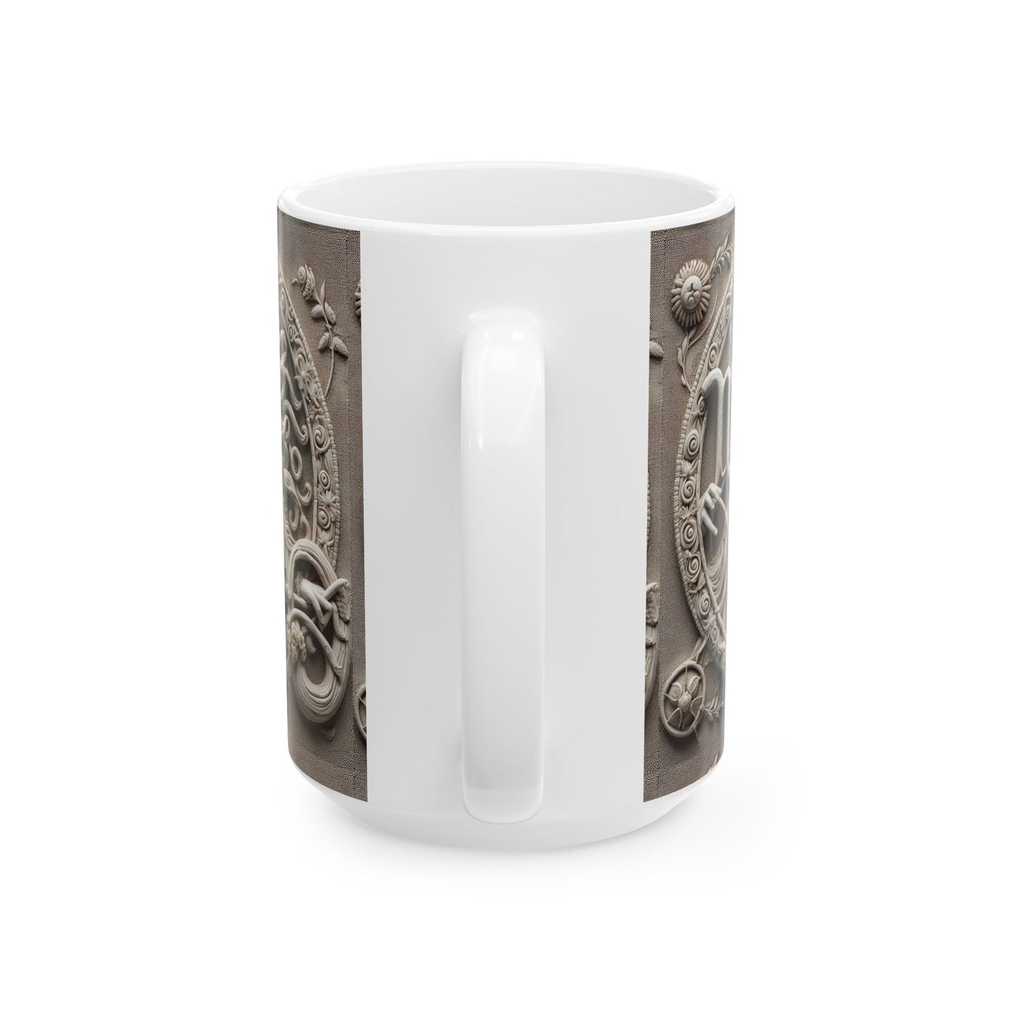 Ceramic Mug, (11oz, 15oz), Ceramic Coffee Mug, Woman Stone Carving, Virgo Zodiac Design