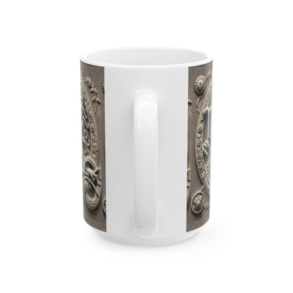 Ceramic Mug, (11oz, 15oz), Ceramic Coffee Mug, Woman Stone Carving, Virgo Zodiac Design
